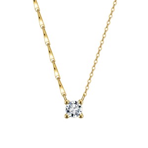 925 Sterling Silver Sunflower Link Zircon Necklace 80200511