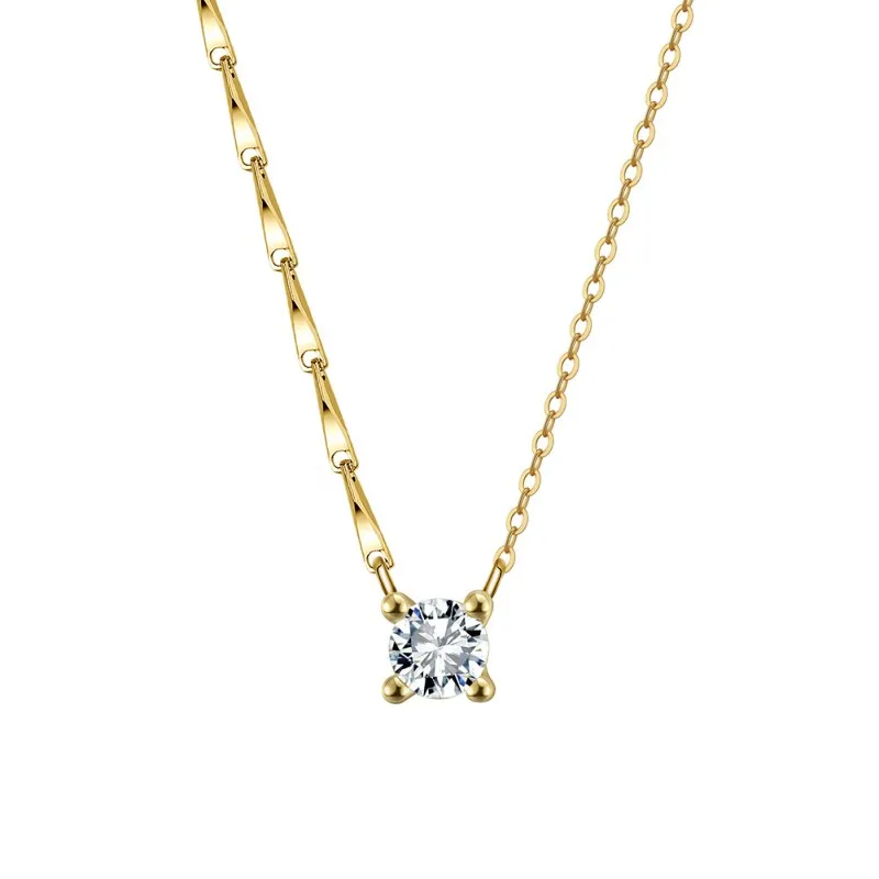 925 Sterling Silver Sunflower Link Zircon Necklace 80200511