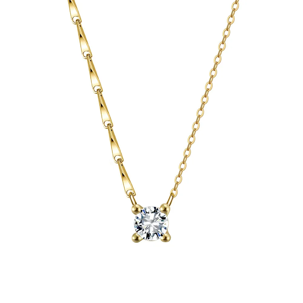 925 Sterling Silver Sunflower Link Zircon Necklace 80200511