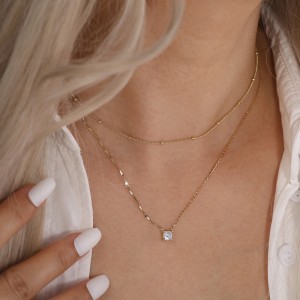 925 Sterling Silver Sunflower Link Zircon Necklace 80200511