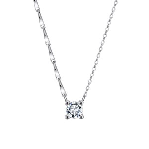 925 Sterling Silver Sunflower Link Zircon Necklace 80200511