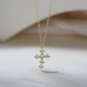 925 Sterling Silver Zirconia Cross Necklace 80200513
