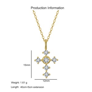 925 Sterling Silver Zirconia Cross Necklace 80200513