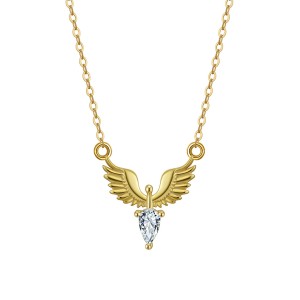 925 Sterling Silver Angel Wings Zirconia Necklace 80200514