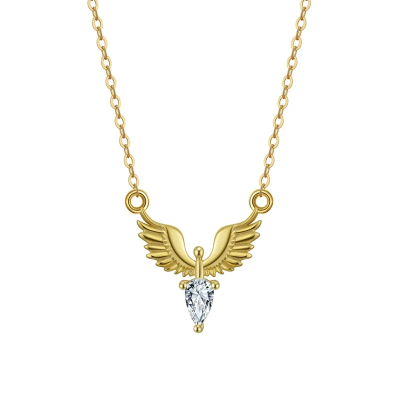 925 Sterling Silver Angel Wings Zirconia Necklace 80200514