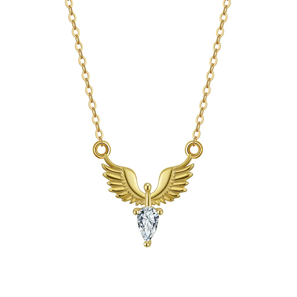 925 Sterling Silver Angel Wings Zirconia Necklace 80200514