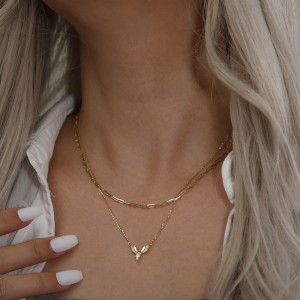 925 Sterling Silver Angel Wings Zirconia Necklace 80200514