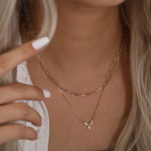 925 Sterling Silver Angel Wings Zirconia Necklace 80200514