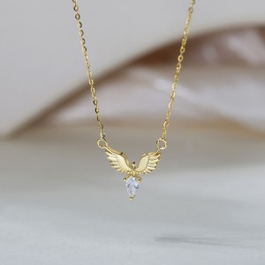 925 Sterling Silver Angel Wings Zirconia Necklace 80200514