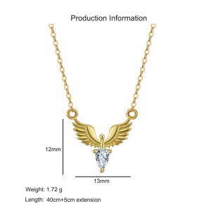 925 Sterling Silver Angel Wings Zirconia Necklace 80200514