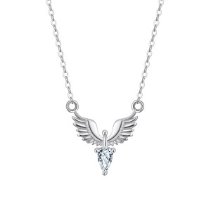 925 Sterling Silver Angel Wings Zirconia Necklace 80200514
