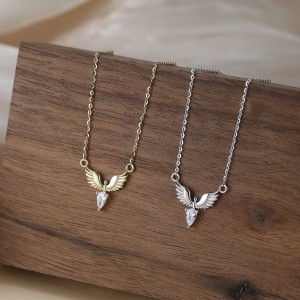 925 Sterling Silver Angel Wings Zirconia Necklace 80200514