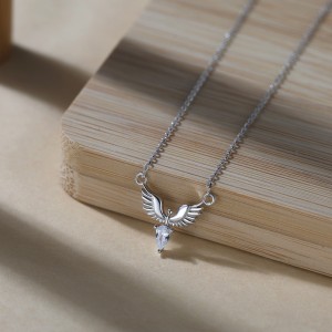 925 Sterling Silver Angel Wings Zirconia Necklace 80200514