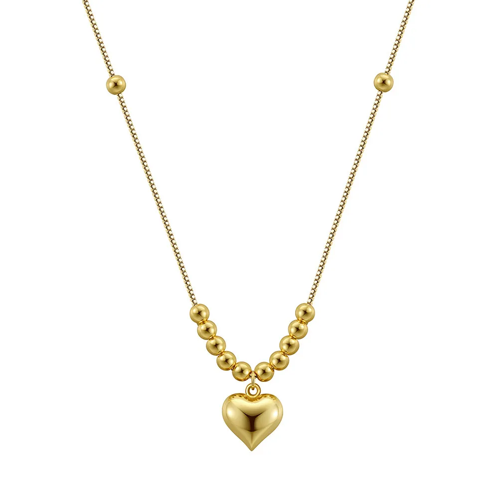 925 Sterling Silver Vintage Beaded Heart Necklace 80200515