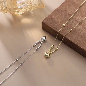 925 Sterling Silver Vintage Beaded Heart Necklace 80200515