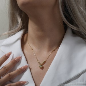 925 Sterling Silver Vintage Beaded Heart Necklace 80200515