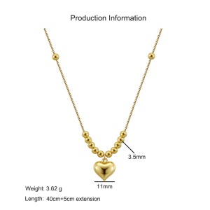 925 Sterling Silver Vintage Beaded Heart Necklace 80200515