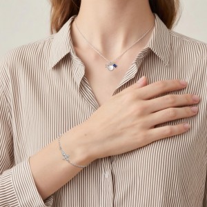 925 Sterling Silver DIY Geometric Star Coin Charm Necklace 80200516 925 Sterling Silver DIY Geometric Star Coin Charm Necklace 80200516