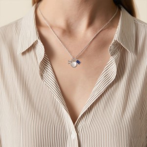 925 Sterling Silver DIY Geometric Star Coin Charm Necklace 80200516 925 Sterling Silver DIY Geometric Star Coin Charm Necklace 80200516