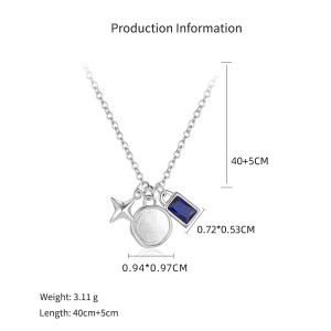 925 Sterling Silver DIY Geometric Star Coin Charm Necklace 80200516 925 Sterling Silver DIY Geometric Star Coin Charm Necklace 80200516
