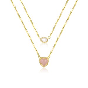 925 Sterling Silver Layered Shell Heart Pendant Necklace 80200517 925 Sterling Silver Layered Shell Heart Pendant Necklace 80200517