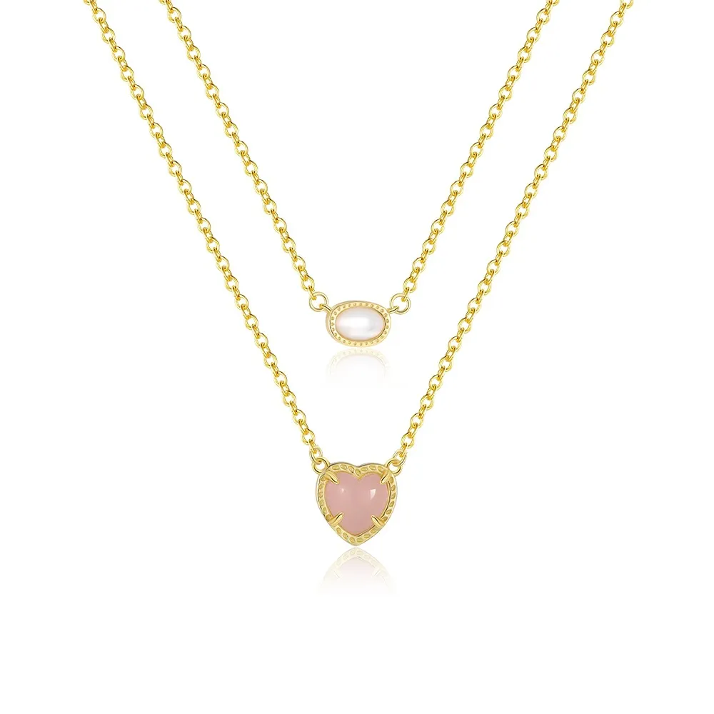 925 Sterling Silver Layered Shell Heart Pendant Necklace 80200517 925 Sterling Silver Layered Shell Heart Pendant Necklace 80200517