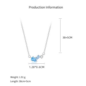 925 Sterling Silver Blue Purple CZ Cluster Necklace 80200520 925 Sterling Silver Blue Purple CZ Cluster Necklace 80200520