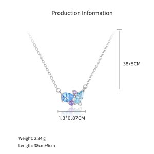 925 Sterling Silver Blue Purple CZ Cluster Necklace 80200520 925 Sterling Silver Blue Purple CZ Cluster Necklace 80200520
