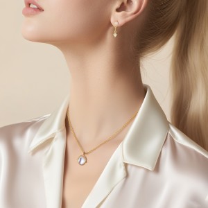 925 Sterling Silver Swivel Oval Moonstone Necklace 80200521