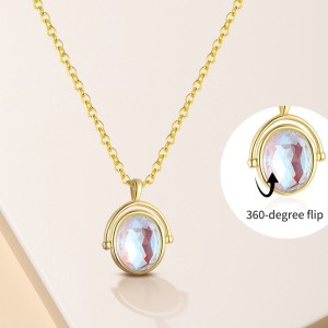 925 Sterling Silver Swivel Oval Moonstone Necklace 80200521