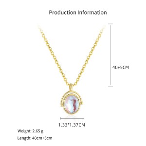 925 Sterling Silver Swivel Oval Moonstone Necklace 80200521