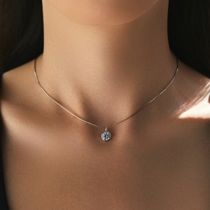 925 Sterling Silver Bezel Solitaire Bubble Zirconia Snake Chain Necklace 80200523 925 Sterling Silver Bezel Solitaire Bubble Zirconia Snake Chain Necklace 80200523