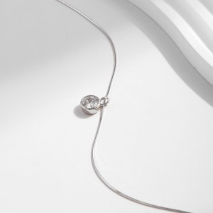 925 Sterling Silver Bezel Solitaire Bubble Zirconia Snake Chain Necklace 80200523 925 Sterling Silver Bezel Solitaire Bubble Zirconia Snake Chain Necklace 80200523