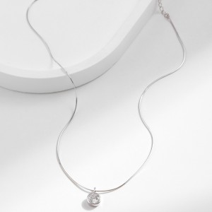 925 Sterling Silver Bezel Solitaire Bubble Zirconia Snake Chain Necklace 80200523 925 Sterling Silver Bezel Solitaire Bubble Zirconia Snake Chain Necklace 80200523