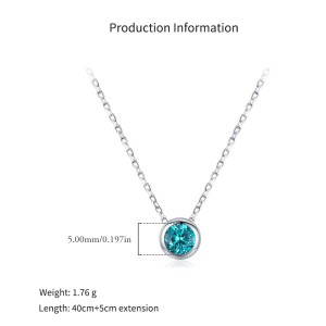 925 Sterling Silver Paraiba Blue Bezel Necklace 80200524
