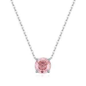 925 Sterling Silver Morganite Pink Rose Cut Necklace 80200525 925 Sterling Silver Morganite Pink Rose Cut Necklace 80200525