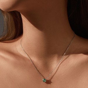 925 Sterling Silver Paraiba Color Rose Cut Necklace 80200526
