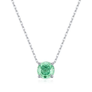 925 Sterling Silver Paraiba Color Rose Cut Necklace 80200526