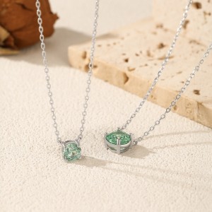 925 Sterling Silver Paraiba Color Rose Cut Necklace 80200526