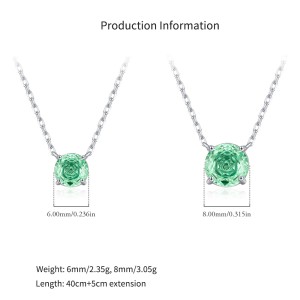 925 Sterling Silver Paraiba Color Rose Cut Necklace 80200526