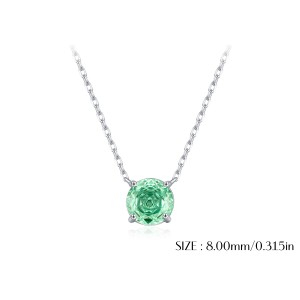 925 Sterling Silver Paraiba Color Rose Cut Necklace 80200526