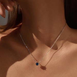 925 Sterling Silver Royal Blue Rose Cut Necklace 80200527 925 Sterling Silver Royal Blue Rose Cut Necklace 80200527