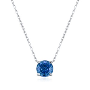 925 Sterling Silver Royal Blue Rose Cut Necklace 80200527 925 Sterling Silver Royal Blue Rose Cut Necklace 80200527