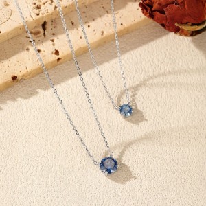 925 Sterling Silver Royal Blue Rose Cut Necklace 80200527 925 Sterling Silver Royal Blue Rose Cut Necklace 80200527