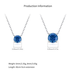 925 Sterling Silver Royal Blue Rose Cut Necklace 80200527 925 Sterling Silver Royal Blue Rose Cut Necklace 80200527