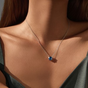 925 Sterling Silver Royal Blue Rose Cut Necklace 80200527 925 Sterling Silver Royal Blue Rose Cut Necklace 80200527