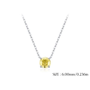 925 Sterling Silver Canary Yellow Rose Cut Necklace 80200528 925 Sterling Silver Canary Yellow Rose Cut Necklace 80200528