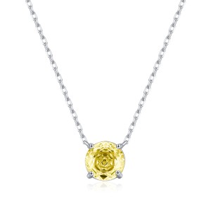 925 Sterling Silver Canary Yellow Rose Cut Necklace 80200528 925 Sterling Silver Canary Yellow Rose Cut Necklace 80200528