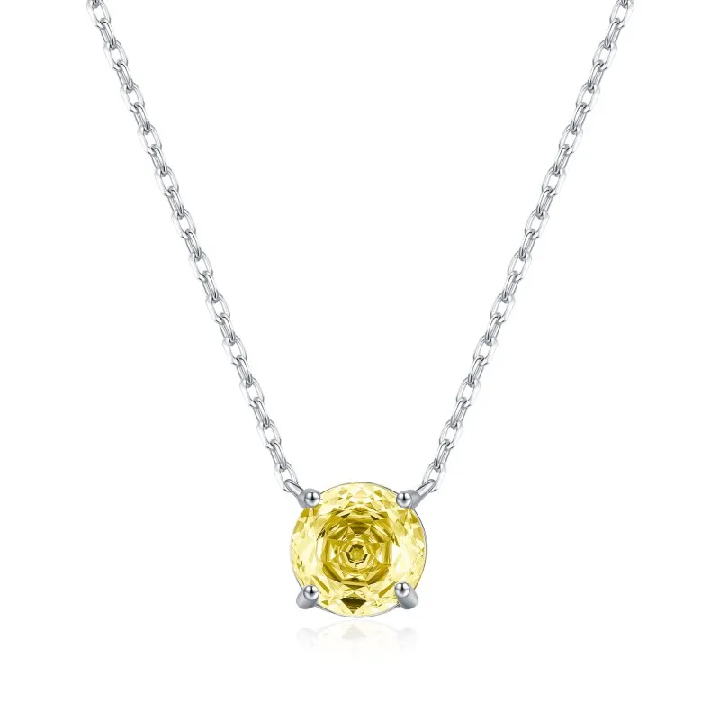 925 Sterling Silver Canary Yellow Rose Cut Necklace 80200528