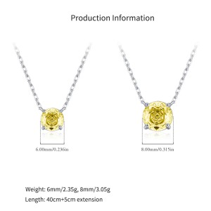 925 Sterling Silver Canary Yellow Rose Cut Necklace 80200528 925 Sterling Silver Canary Yellow Rose Cut Necklace 80200528